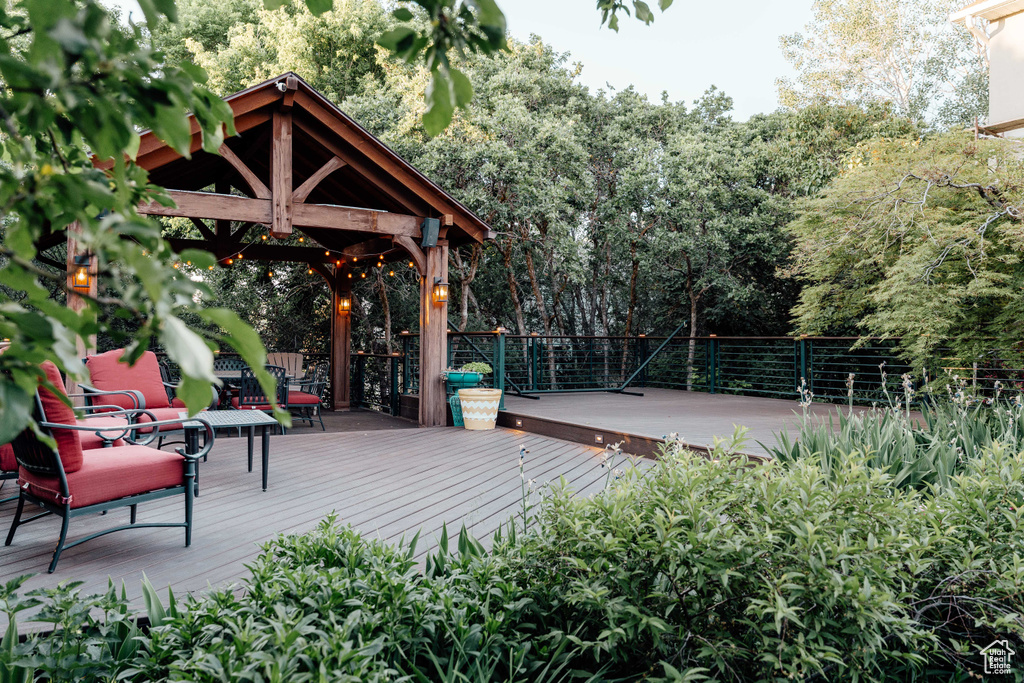 Wooden deck with a gazebo