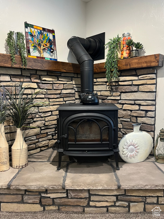 Detailed view of a wood stove