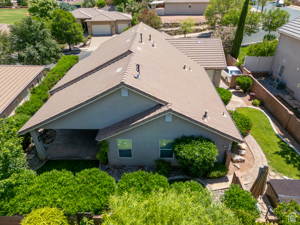 Aerial perspective of suburban area