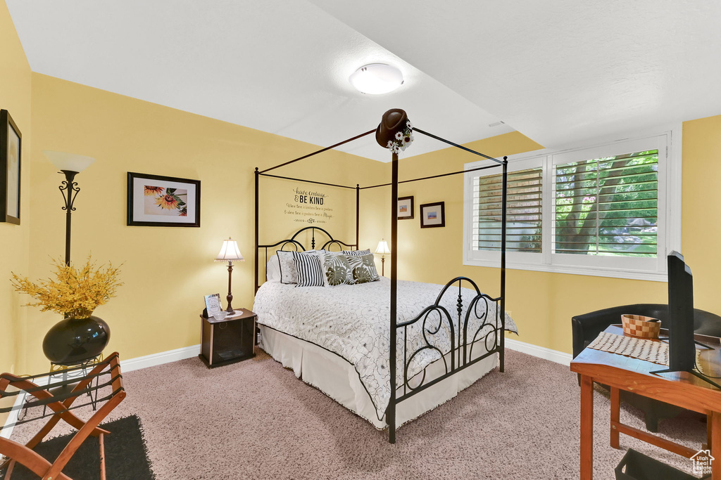 Bedroom with carpet