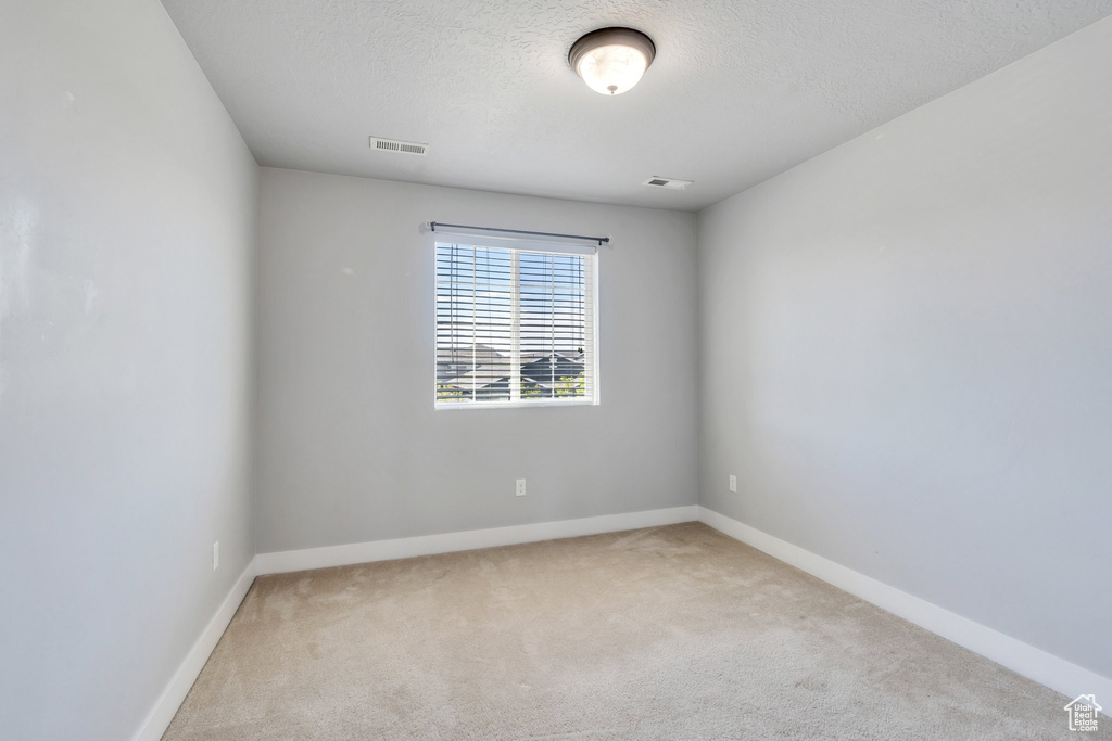Spare room with carpet floors and a textured ceiling
