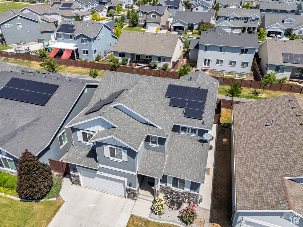 Aerial view of residential area