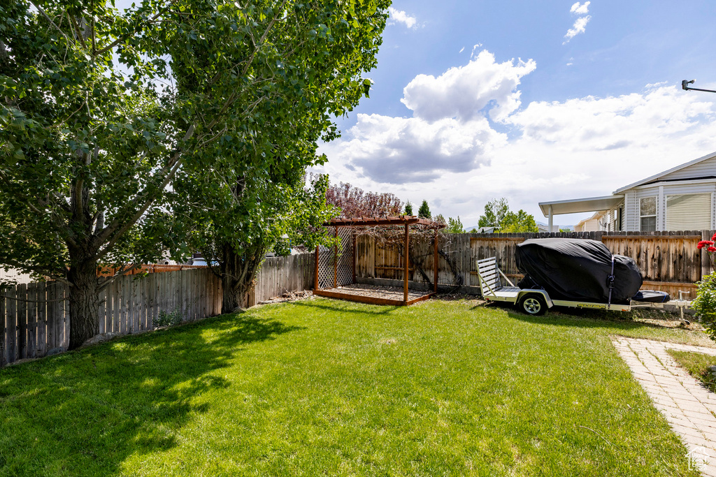 View of fenced backyard