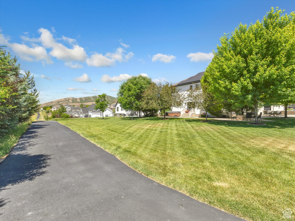 View of grassy yard featuring a residential view