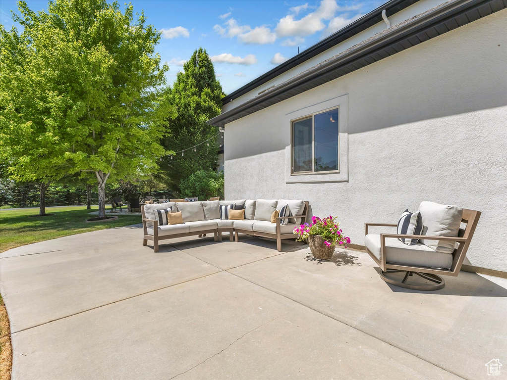View of patio featuring an outdoor living space