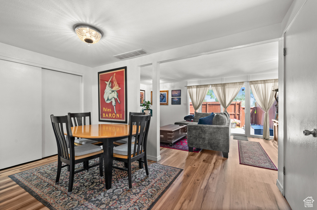 Dining space featuring wood finished floors