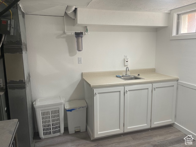Below grade area with wood finished floors
