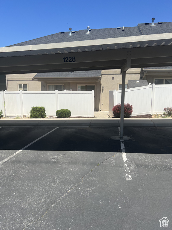 View of covered parking lot