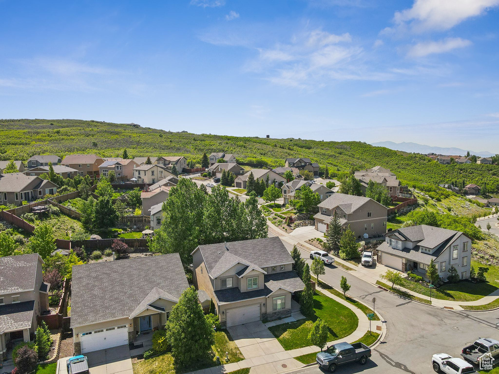 Aerial perspective of suburban area