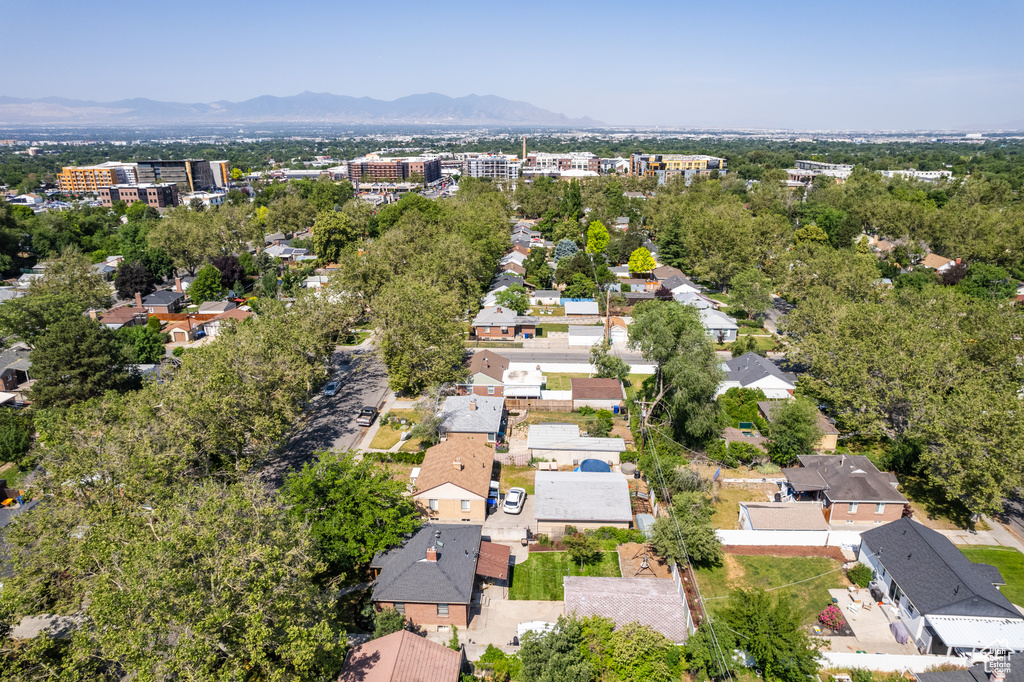 Aerial view of a mountain backdrop