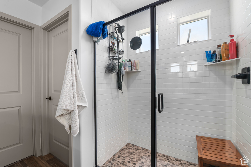 Bathroom with a shower stall