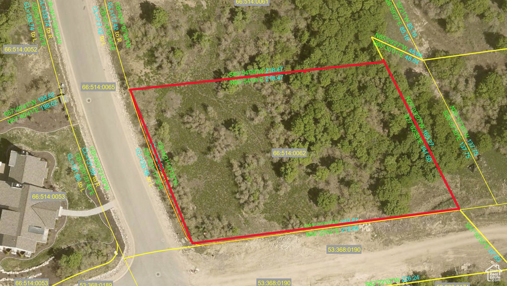 Aerial view of property's location with property boundaries highlighted