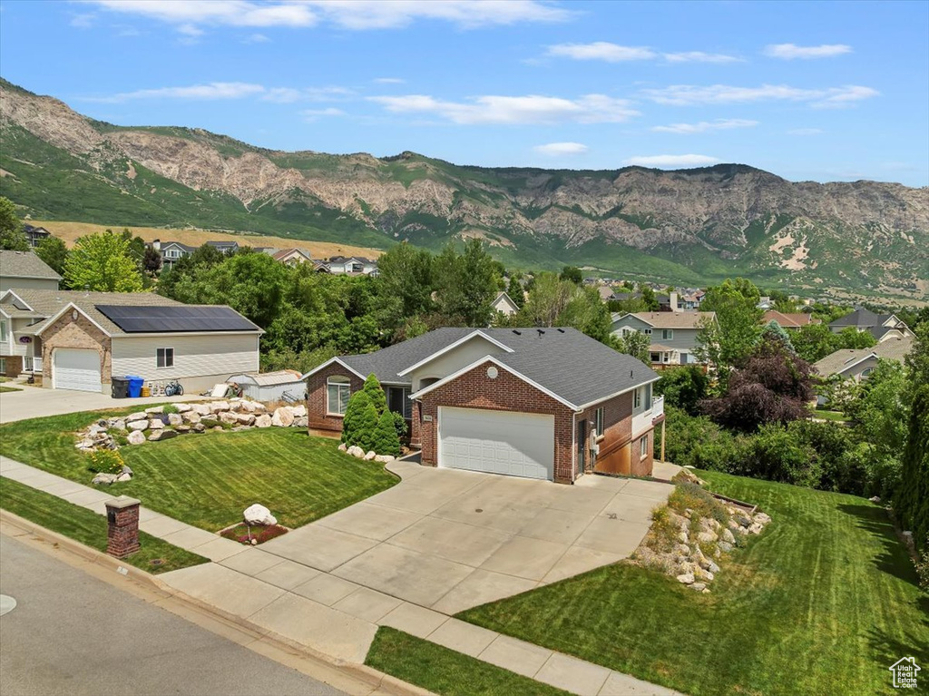 View of mountain background with nearby suburban area