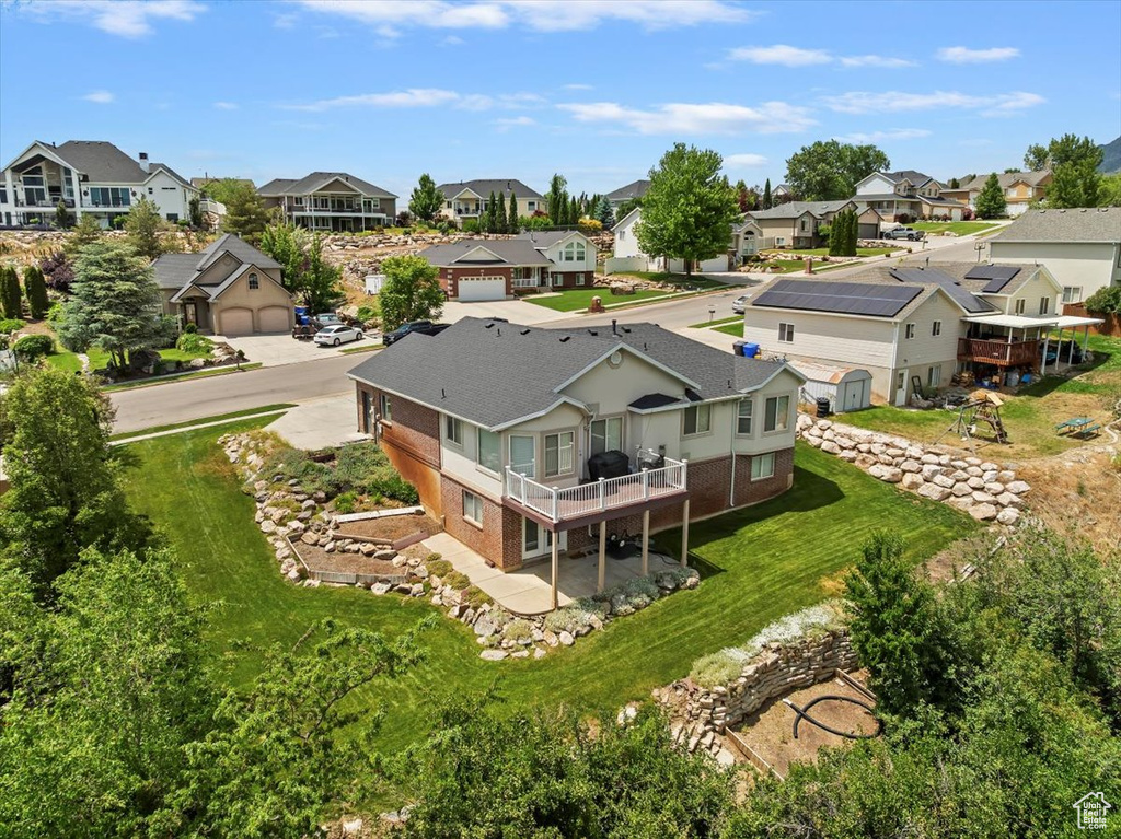 Aerial perspective of suburban area