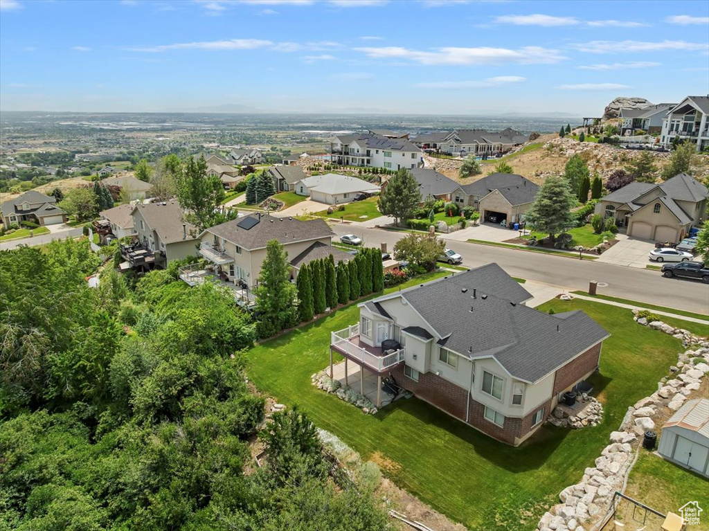 Aerial perspective of suburban area