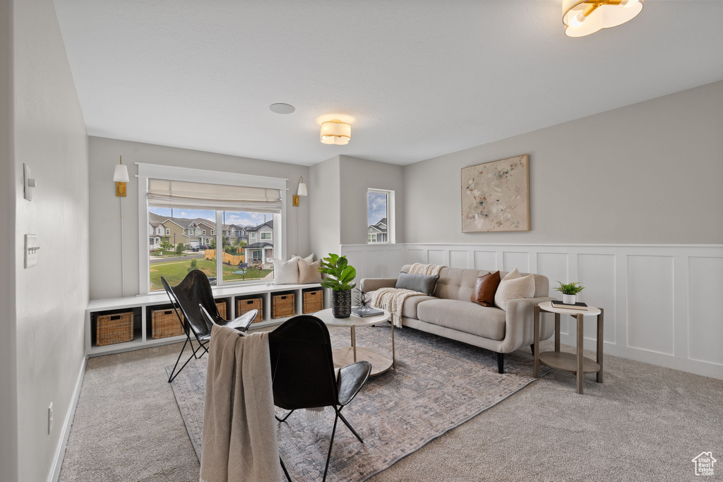 View of carpeted living area