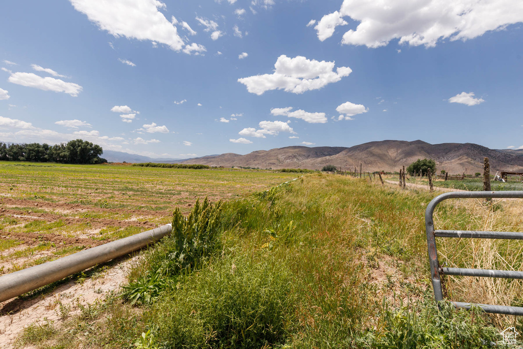 View of mountain background featuring rural landscape