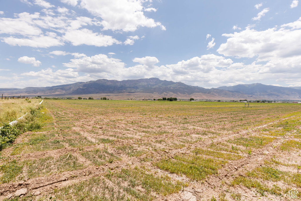 View of mountain background featuring rural landscape