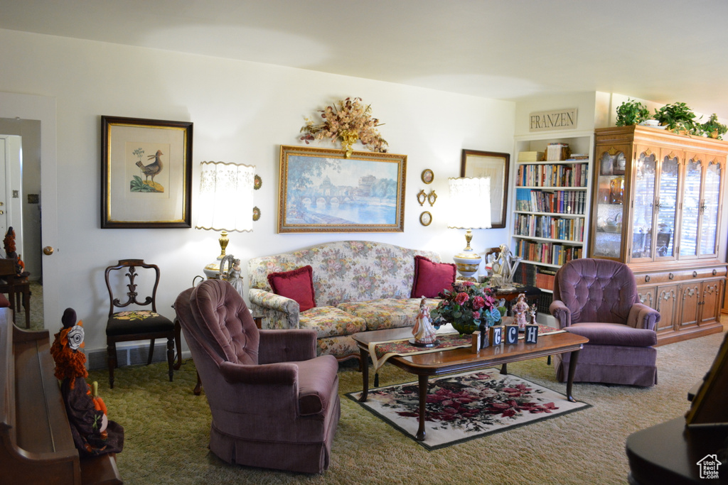 Living room featuring carpet