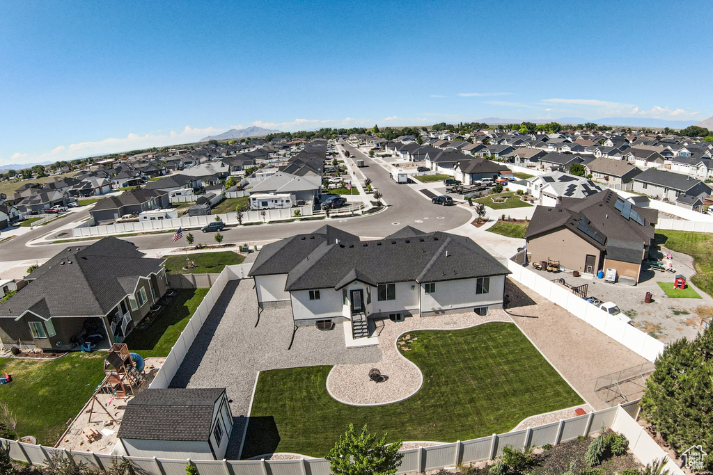 Aerial perspective of suburban area