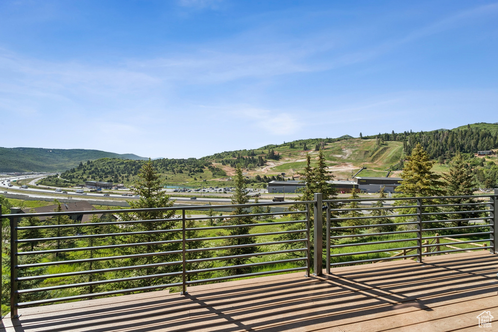 Balcony with a mountain view
