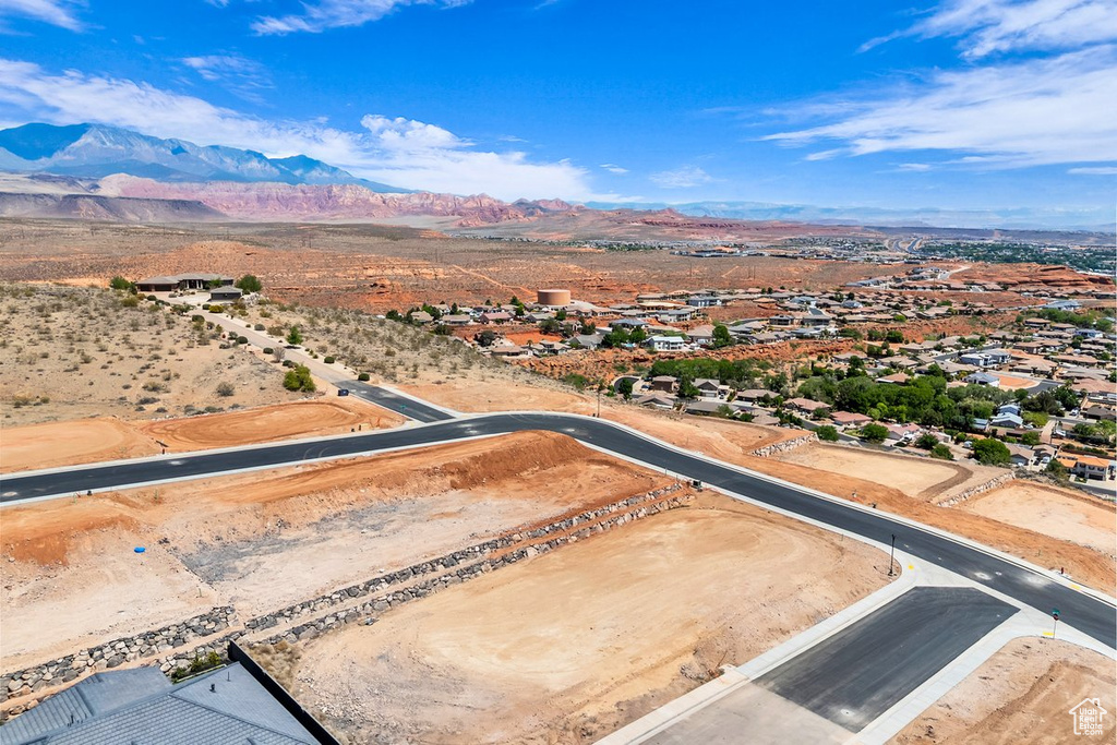 Aerial view of a mountain backdrop