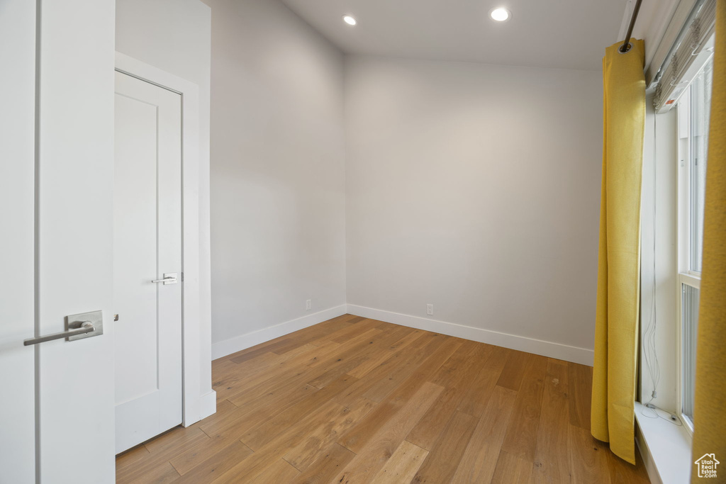 Spare room with recessed lighting and light wood finished floors