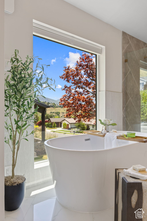 Bathroom with a freestanding bath