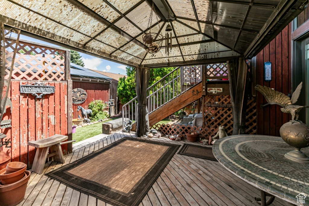 Wooden deck with a gazebo