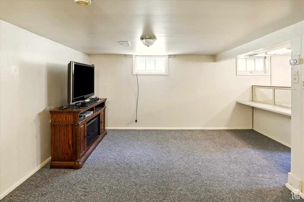 Below grade area with carpet and baseboards