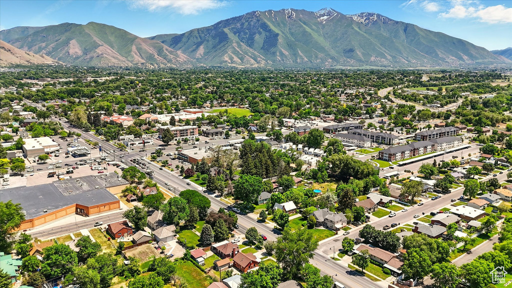 Drone / aerial view of a mountainous background