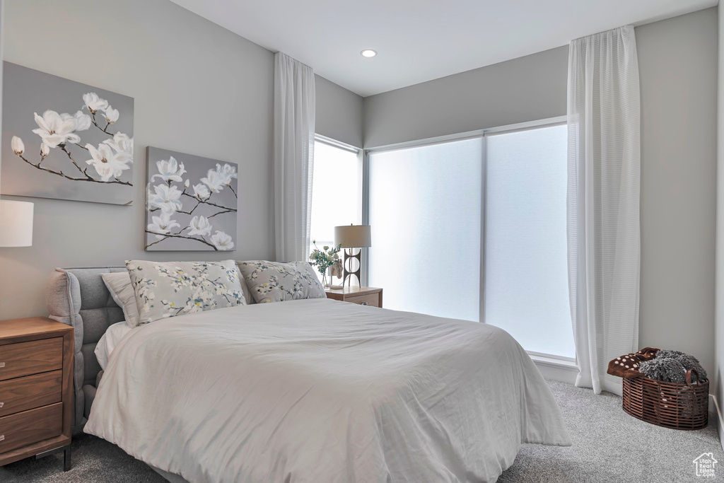 Bedroom with carpet and recessed lighting