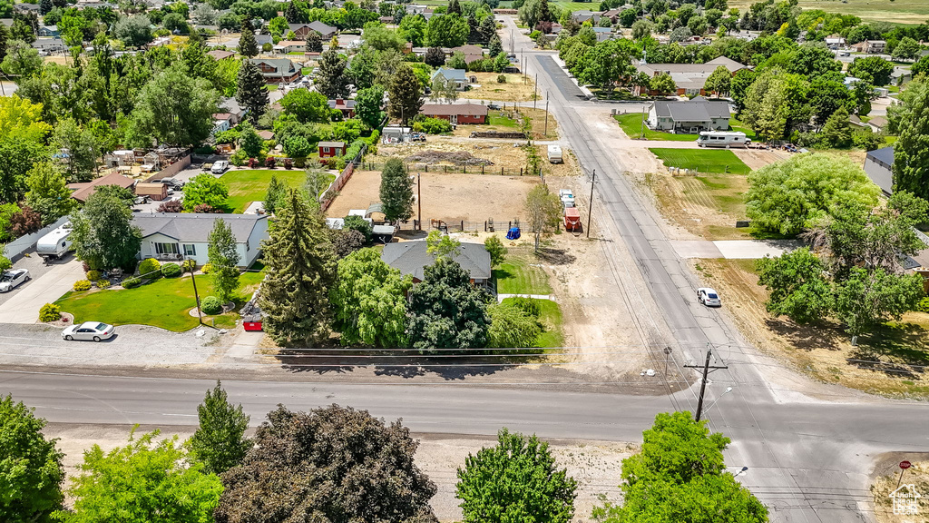 Aerial perspective of suburban area