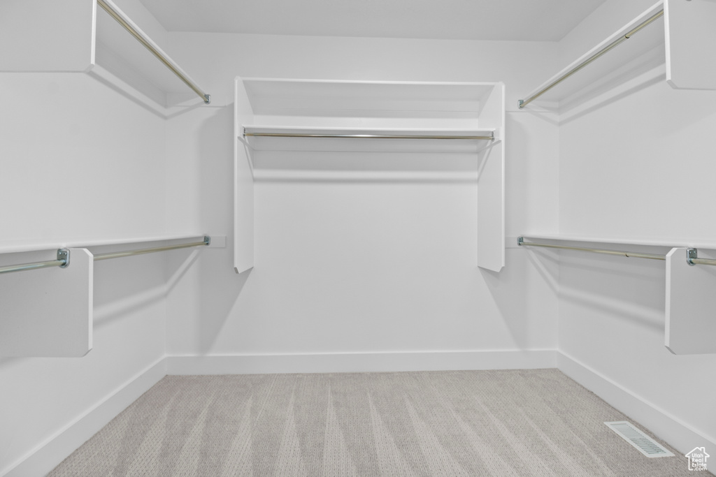 Spacious closet featuring carpet