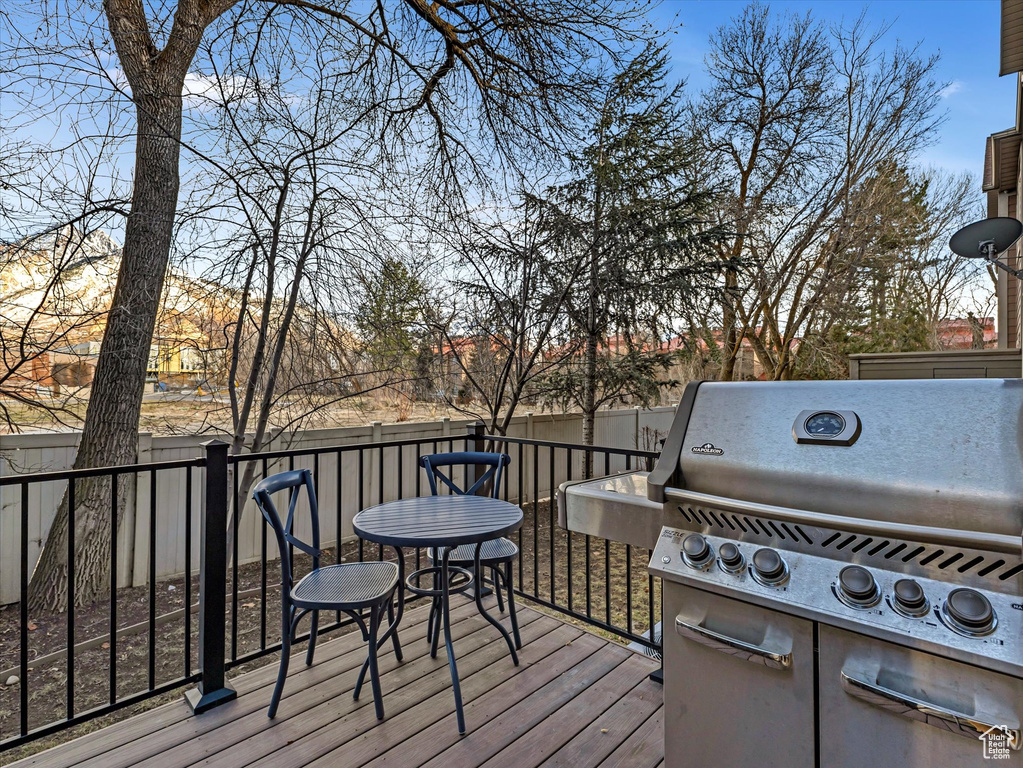 Deck with area for grilling