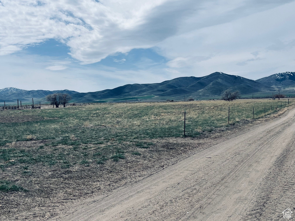 View of mountain background featuring rural landscape
