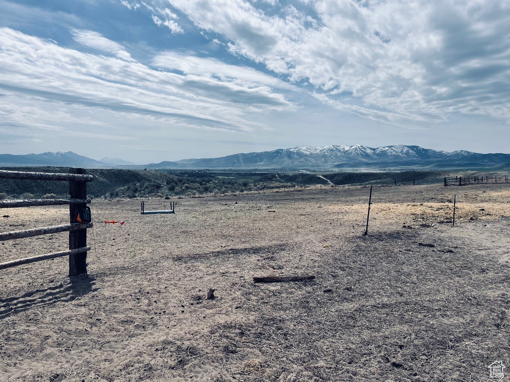 View of mountain background with rural landscape