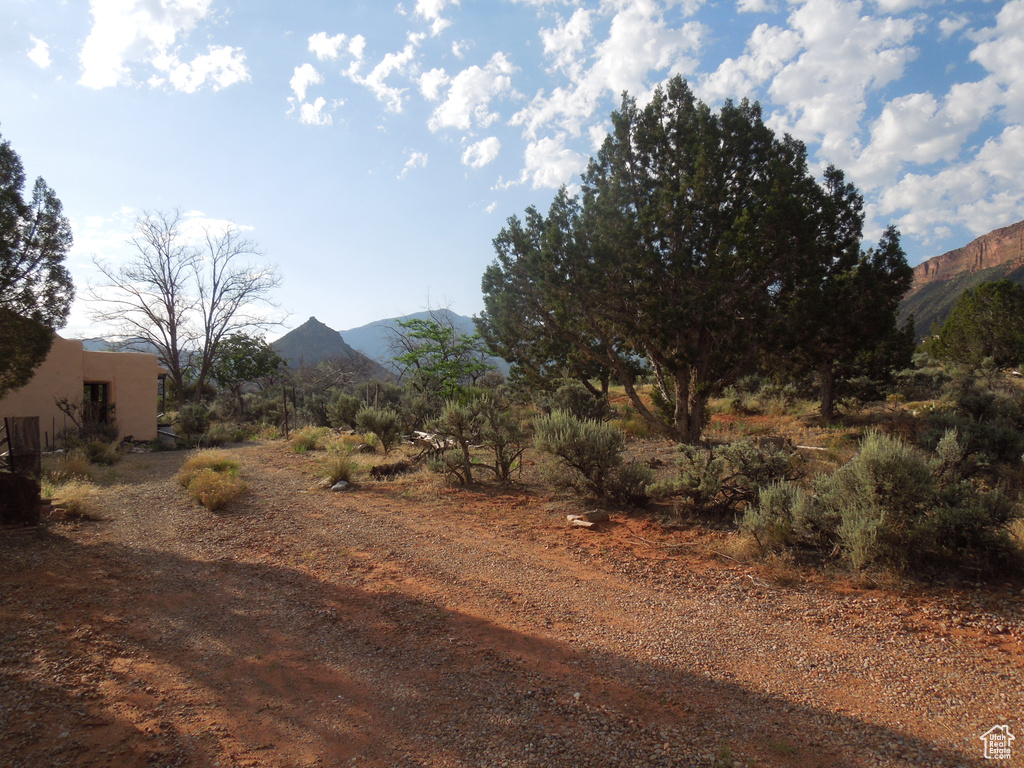 View of yard featuring a mountain view