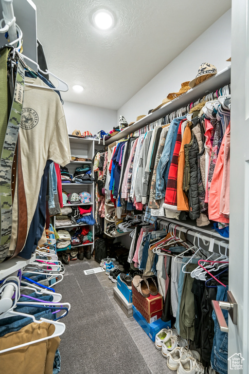 Spacious closet with carpet