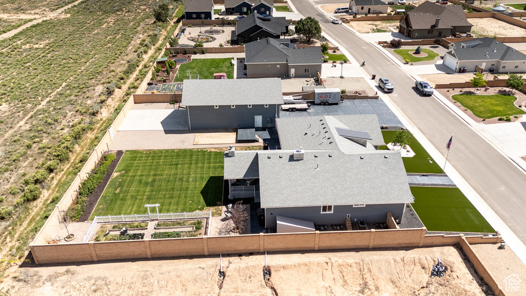 Aerial perspective of suburban area