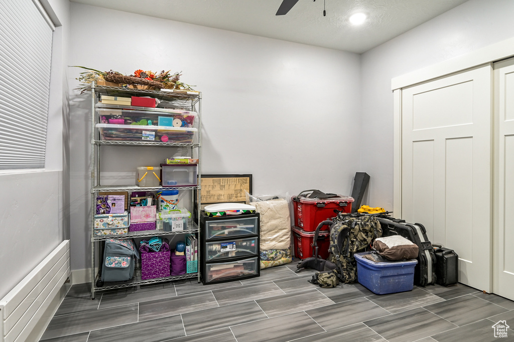 Storage featuring ceiling fan