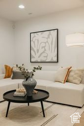 Living area featuring recessed lighting