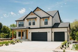 View of front of house with concrete driveway, an attached garage, and stucco siding