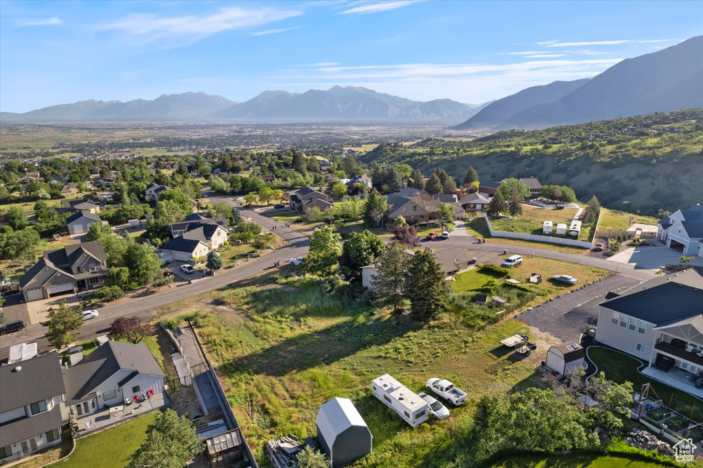 Aerial perspective of suburban area featuring mountains