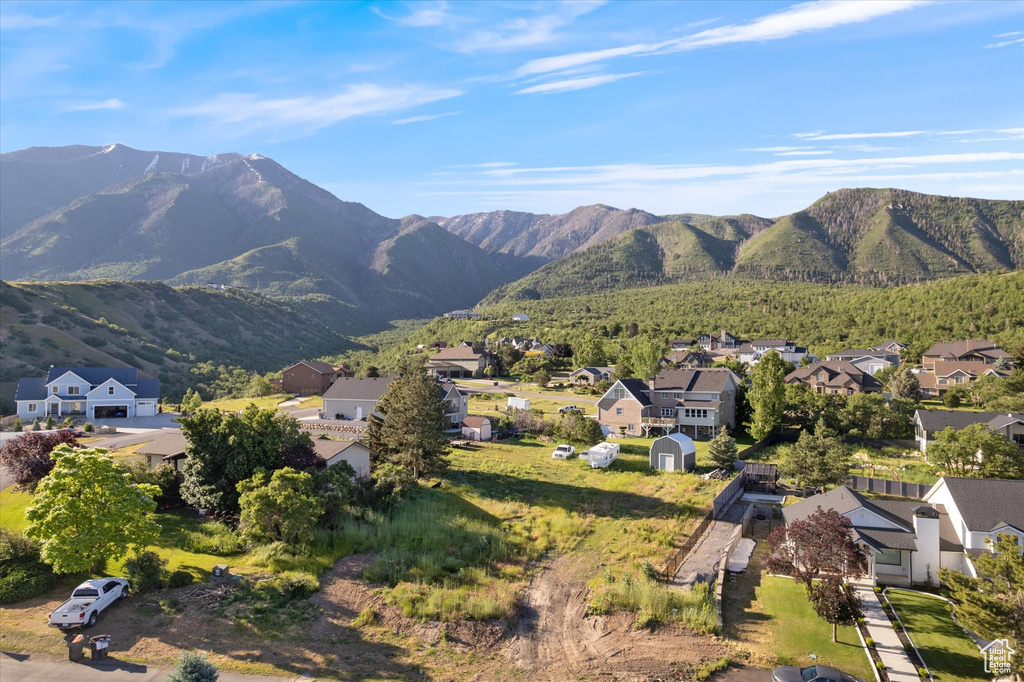View of mountain backdrop with nearby suburban area