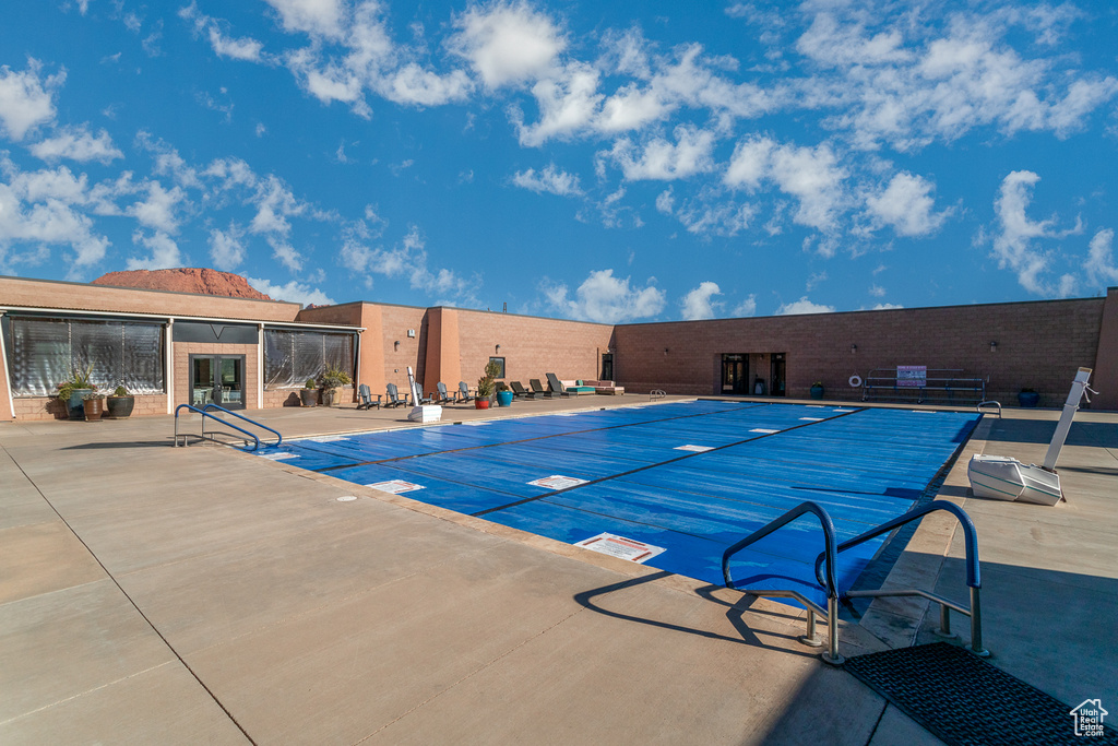 View of pool featuring a patio