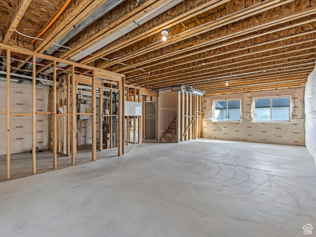 Basement with electric water heater