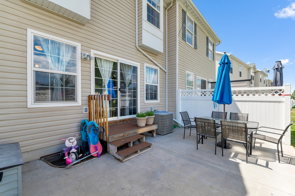 View of patio featuring outdoor dining area