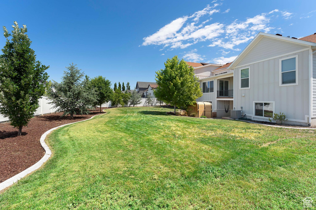 View of fenced backyard
