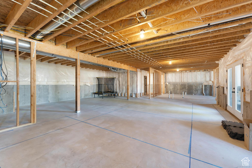 View of unfinished basement